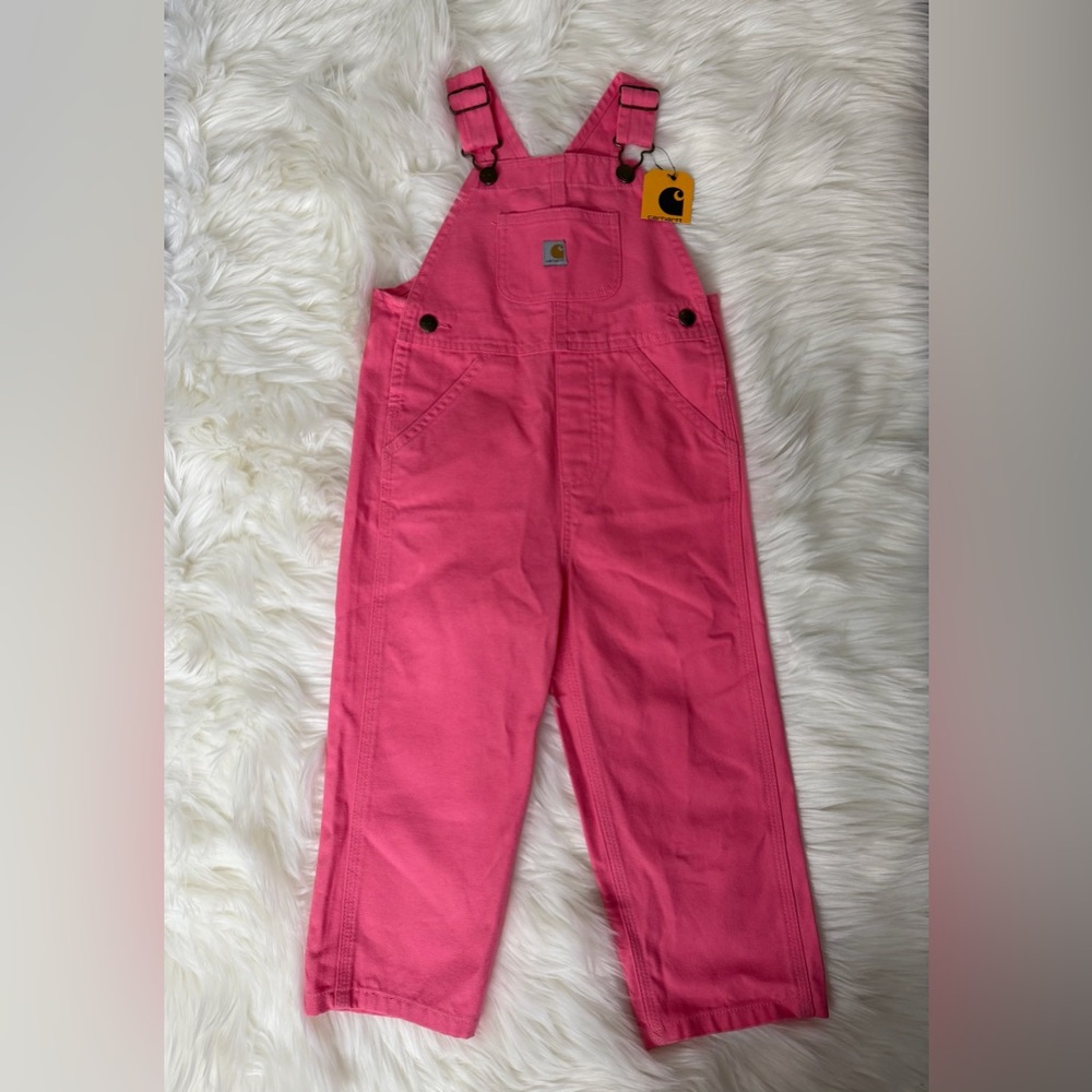 Carhartt Hot Pink Girls' Overalls with Logo Patch